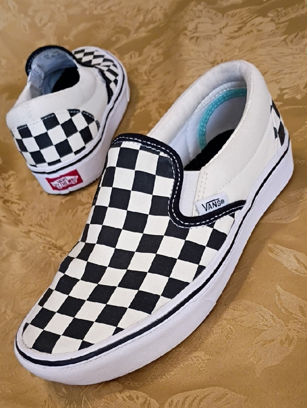 VANS  Classic Slip-On Checkerboard Shoe - Black/White Women's 5.0 Men's 3.5